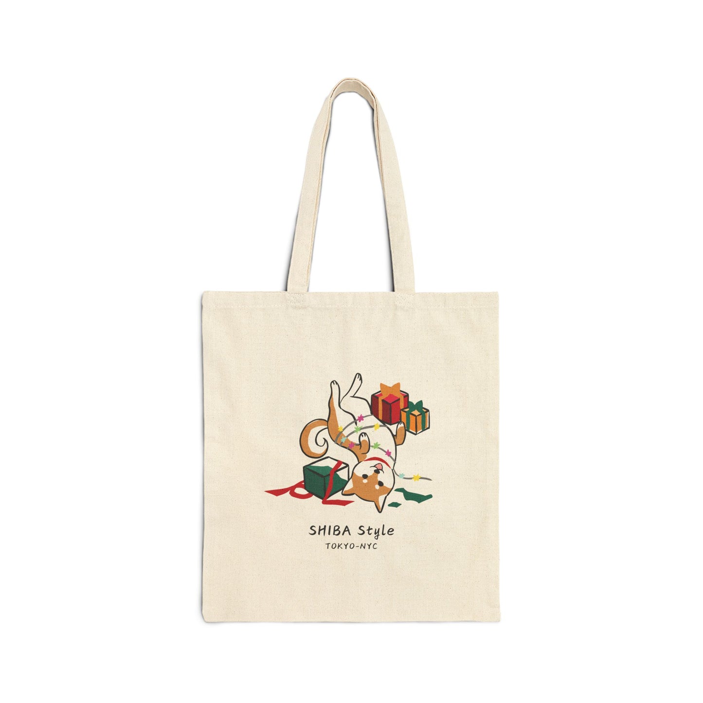 Cotton Canvas Tote Bag (Holiday Edition Red Shiba)