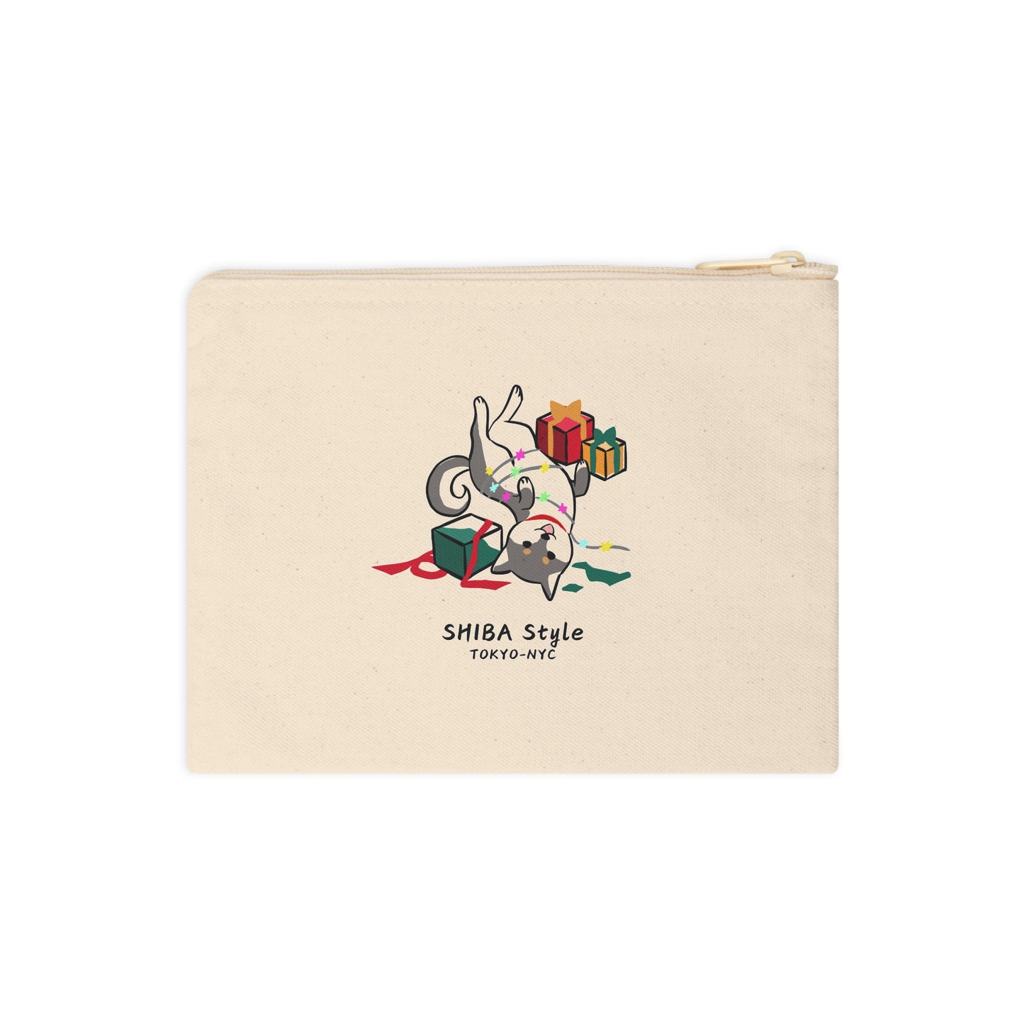 Accessory Zipper Pouch (Holiday Edition Black SHIBA)