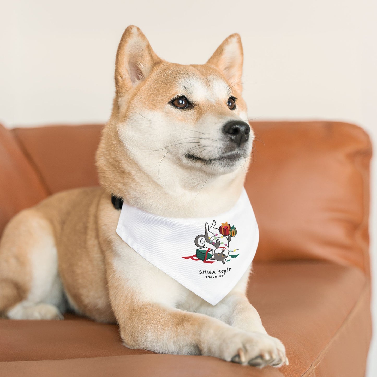 Pet Bandana Collar (Holiday Collection Black Shiba)