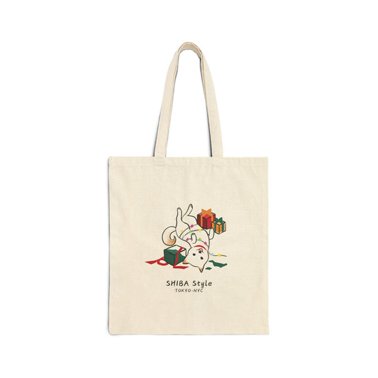 Cotton Canvas Tote Bag (Holiday Edition Cream Shiba)