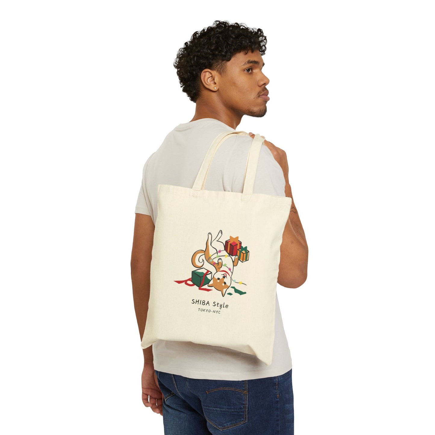 Cotton Canvas Tote Bag (Holiday Edition Red Shiba)