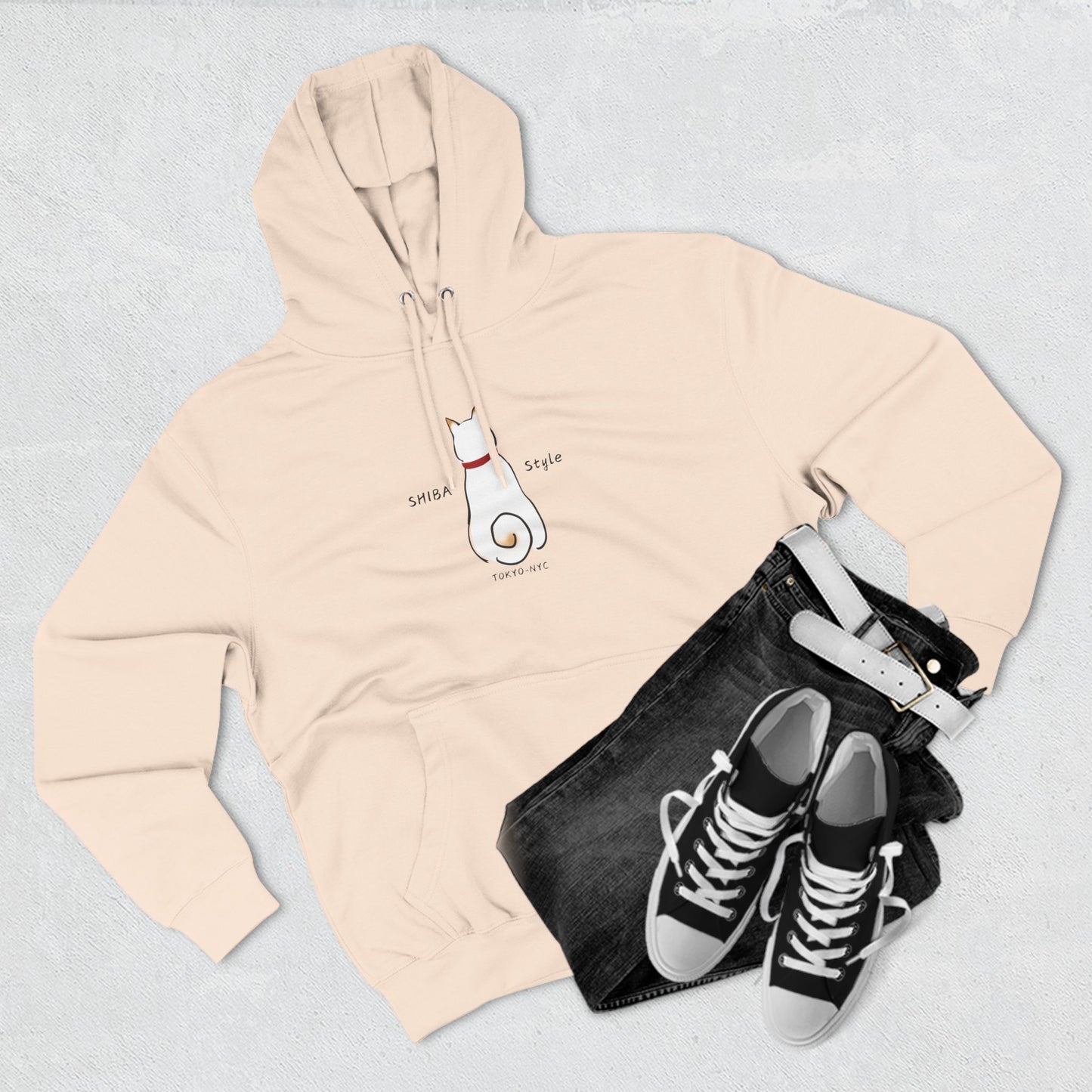 Fleece Hoodie (CREAM SHIBA Style logo)