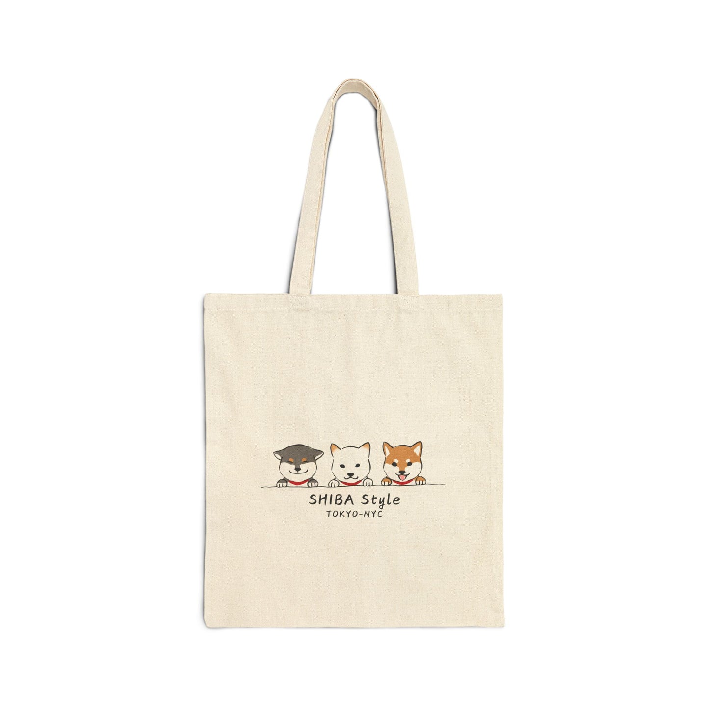 Cotton Canvas Tote Bag (Tri-color shibas)