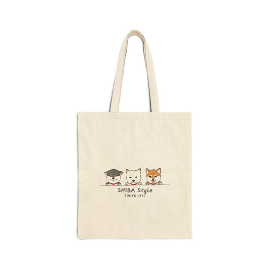 Cotton Canvas Tote Bag (Tri-color shibas)