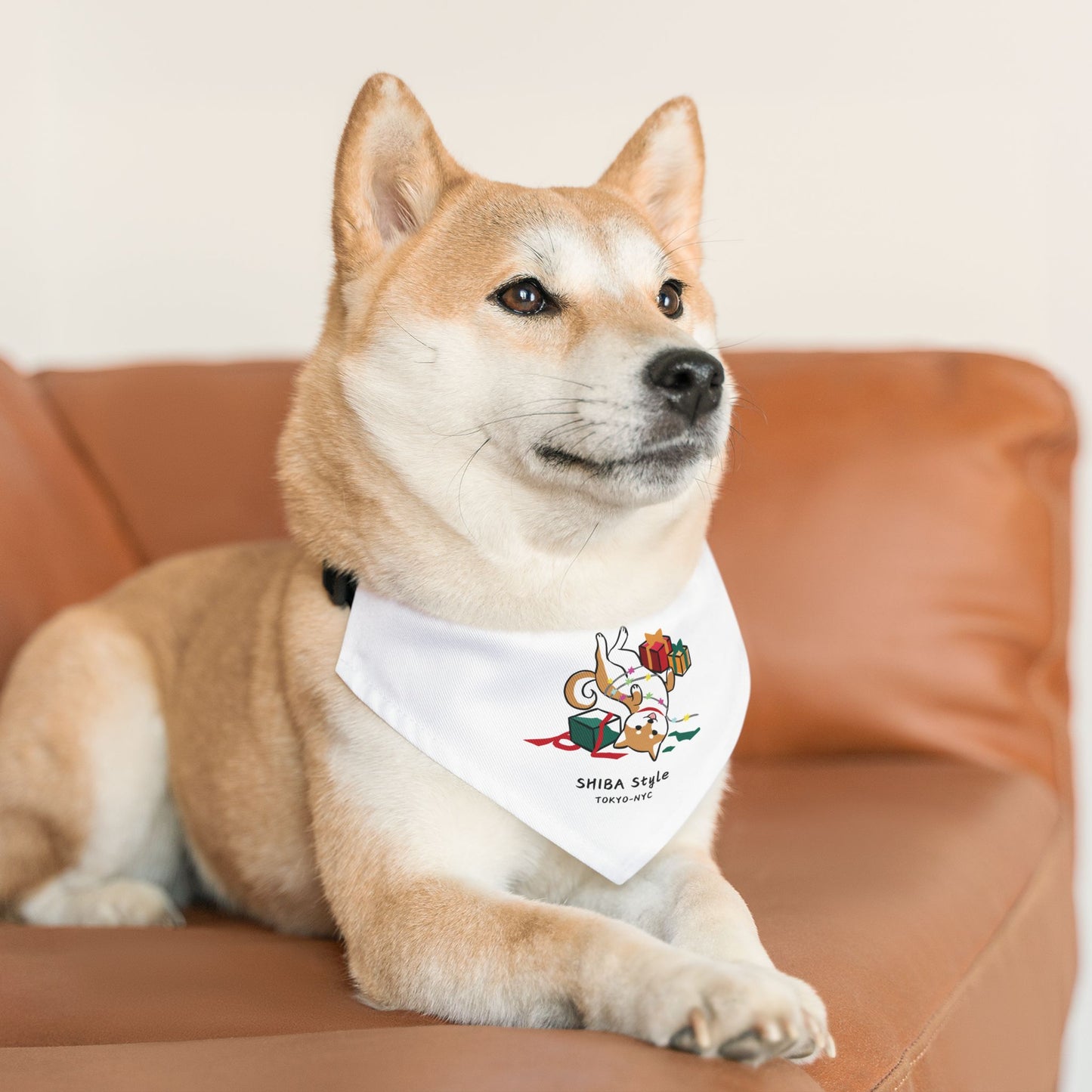 Pet Bandana Collar (Holiday Collection Red Shiba)